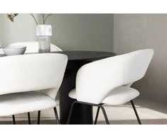 Venture Design Valgomojo stalas ir kėdžių komplektas Isolde Day 180x75 cm juoda balta