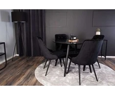 Venture Design Valgomojo stalas ir kėdžių komplektas Plaza 100x75 cm juodas