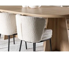 Venture Design Valgomojo stalas ir kėdžių komplektas Bootcut valgomojo stalas su Agnes valgomojo kėde 230x115 cm balta