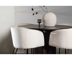 Venture Design Valgomojo stalas ir kėdžių komplektas Olivia valgomojo stalas ir Berit kėdė 110 cm juoda smėlio spalvos veliūras