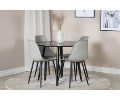 Venture Design Valgomojo stalas ir kėdžių komplektas Plaza 100x75 cm juodas plastikas