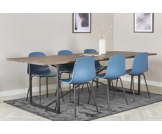 Venture Design Valgomojo stalas ir kėdžių komplektas Padang 250x100x76 cm Mėlynas