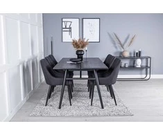 Venture Design Valgomojo stalas ir kėdžių komplektas 195x95 cm juodas