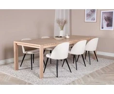 Venture Design Valgomojo stalas ir kėdžių komplektas 170x250 cm, baltas kordurovas