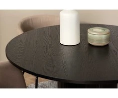 Venture Design Valgomojo stalas ir kėdžių komplektas Bianca apvalus valgomojo stalas ir Berit kėdės 110x74 cm juoda smėlio spalvos