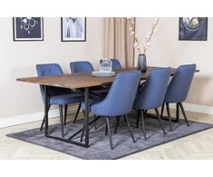 Venture Design Valgomojo stalas ir kėdžių komplektas Padang 250x100x76 cm tamsiai rudos spalvos audinys