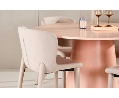 Venture Design Valgomojo stalas ir kėdžių komplektas Lanzo stalas ir 4 Astoria kėdės 120 cm persikų ir smėlio spalvos
