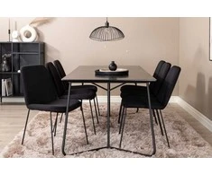 Venture Design Valgomojo stalas ir kėdžių komplektas Petra 190x90x75 cm Juodas