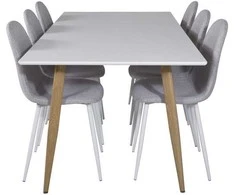 Venture Design Valgomojo stalas ir kėdžių komplektas 180x90x75 cm, balta, audinys