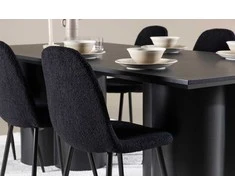 Venture Design Valgomojo stalas ir kėdžių komplektas Olivia valgomojo stalas ir Polar valgomojo kėdė 210x100 cm juoda