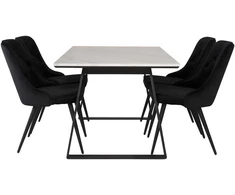 Venture Design Valgomojo stalas ir kėdžių komplektas Estelle 140x90 cm Balta Juoda