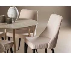 Venture Design Valgomojo stalas ir kėdžių komplektas 100 cm smėlio spalvos veliūras plienas MDF