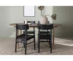 Venture Design Valgomojo stalas ir kėdžių komplektas Andy valgomojo stalas ir Montros valgomojo kėdė 180x75 cm natūralaus MDF gumedžio
