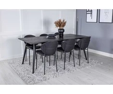 Venture Design Valgomojo stalas ir kėdžių komplektas 195x95 cm juodas