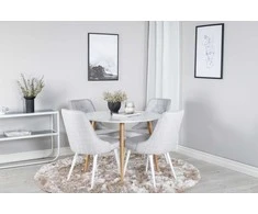 Venture Design Valgomojo stalas ir kėdžių komplektas 100x75 cm Šviesiai pilka audinys Medis Audinys