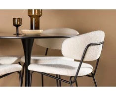 Venture Design Valgomojo stalas ir kėdžių komplektas 100 cm juodos ir baltos spalvos MDF ir plieno