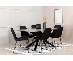 Venture Design Valgomojo stalas ir kėdžių komplektas Piazza 190x90x76 cm Juodas
