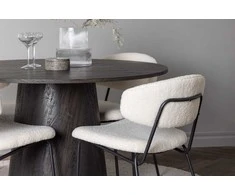 Venture Design Valgomojo stalas ir kėdžių komplektas Lanzo 120 cm rudos ir baltos spalvos MDF ir audinys