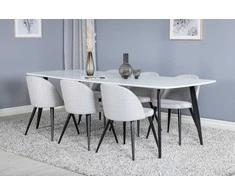 Venture Design Valgomojo stalas ir kėdžių komplektas Polar Elips 240x100x75 cm Juoda Šviesiai pilka audinys