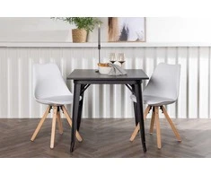 Venture Design Valgomojo stalas ir kėdžių komplektas Tempe ir Zeno 80x80 cm juoda ir balta