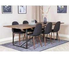 Venture Design Valgomojo stalas ir kėdžių komplektas Padang valgomojo stalas 250x100x76 cm tamsus ąžuolas audinys