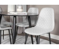 Venture Design Valgomojo stalas ir kėdžių komplektas Plaza 100x75 cm juodos spalvos audinys