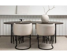 Venture Design Valgomojo stalas ir kėdžių komplektas Stone ir Simrishamn 220x100 cm Juoda Smėlio spalvos
