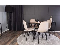 Venture Design Valgomojo stalas ir kėdžių komplektas Plaza ir Polar 100x75 cm Juodas Smėlio spalvos aksomas