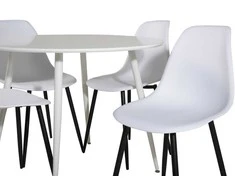 Venture Design Valgomojo stalas ir kėdžių komplektas Plaza 100 cm baltas