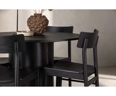 Venture Design Valgomojo stalas ir kėdžių komplektas Olivia 110 cm juoda mediena