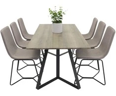 Venture Design Valgomojo stalas ir kėdžių komplektas 180x90x75 cm Juoda Pilka