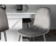 Venture Design Valgomojo stalas ir kėdžių komplektas Pluto 120x160x90 cm baltas ir šviesiai pilkas MDF ir aksomas