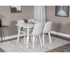Venture Design Valgomojo stalas ir kėdžių komplektas Polar 120 cm baltas