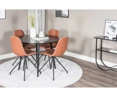 Venture Design Valgomojo stalas ir kėdžių komplektas Plaza 100x75 cm juoda ruda
