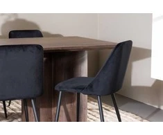 Venture Design Valgomojo stalas ir kėdžių komplektas Olivia 100x210 cm Juodas aksomas MDF