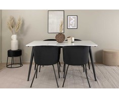 Venture Design Valgomojo stalas ir kėdžių komplektas Jimmy valgomojo stalas ir Berit kėdė 150x90x76 cm juoda ir balta