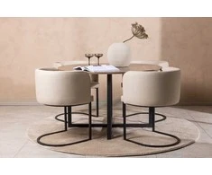 Venture Design Valgomojo stalas ir kėdžių komplektas 120 cm Juodasis graikinis riešutas Smėlio spalvos MDF Plienas