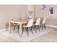 Venture Design Valgomojo stalas ir kėdžių komplektas 170x250 cm Balta Juoda