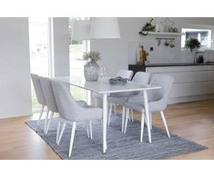 Venture Design Valgomojo stalas ir kėdžių komplektas Polar ir Plaza 180 cm baltas
