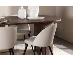 Venture Design Valgomojo stalas ir kėdžių komplektas Härön 200x90 cm smėlio ir mocha veliūras bei plienas