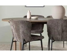 Venture Design Valgomojo stalas ir kėdžių komplektas Andy valgomojo stalas ir Modesto valgomojo kėdė 180x75 cm pilka