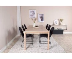 Venture Design Valgomojo stalas ir kėdžių komplektas 170x40x40 cm Baltas Juodasis ąžuolas Išskleidžiamas