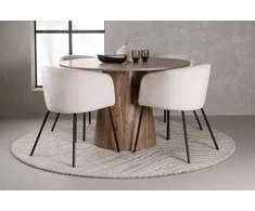 Venture Design Valgomojo stalas ir kėdžių komplektas 120 cm Juoda Smėlio MDF Aksomas