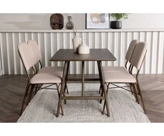 Venture Design Valgomojo stalas ir kėdžių komplektas Kaseidon ir Seda 80x120 cm Ruda Smėlio spalva