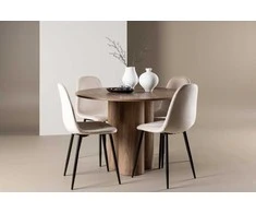 Venture Design Valgomojo stalas ir kėdžių rinkinys Olivia 110 cm Moka aksomas Metalas