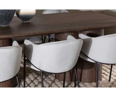 Venture Design Valgomojo stalas ir kėdžių komplektas Olivia 100x210 cm Mocha MDF Aksomas Plienas