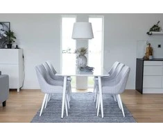 Venture Design Valgomojo stalas ir kėdžių komplektas Polar ir Plaza 180 cm baltas
