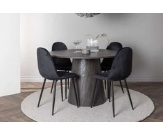 Venture Design Valgomojo stalas ir kėdžių komplektas Lanzo 120 cm rudos ir juodos MDF aksomas