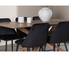 Venture Design Valgomojo stalas ir kėdžių komplektas Piazza Night 180x90 cm Juoda Mocha