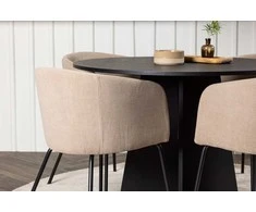 Venture Design Valgomojo stalas ir kėdžių komplektas 110 cm Juodos spalvos audinys